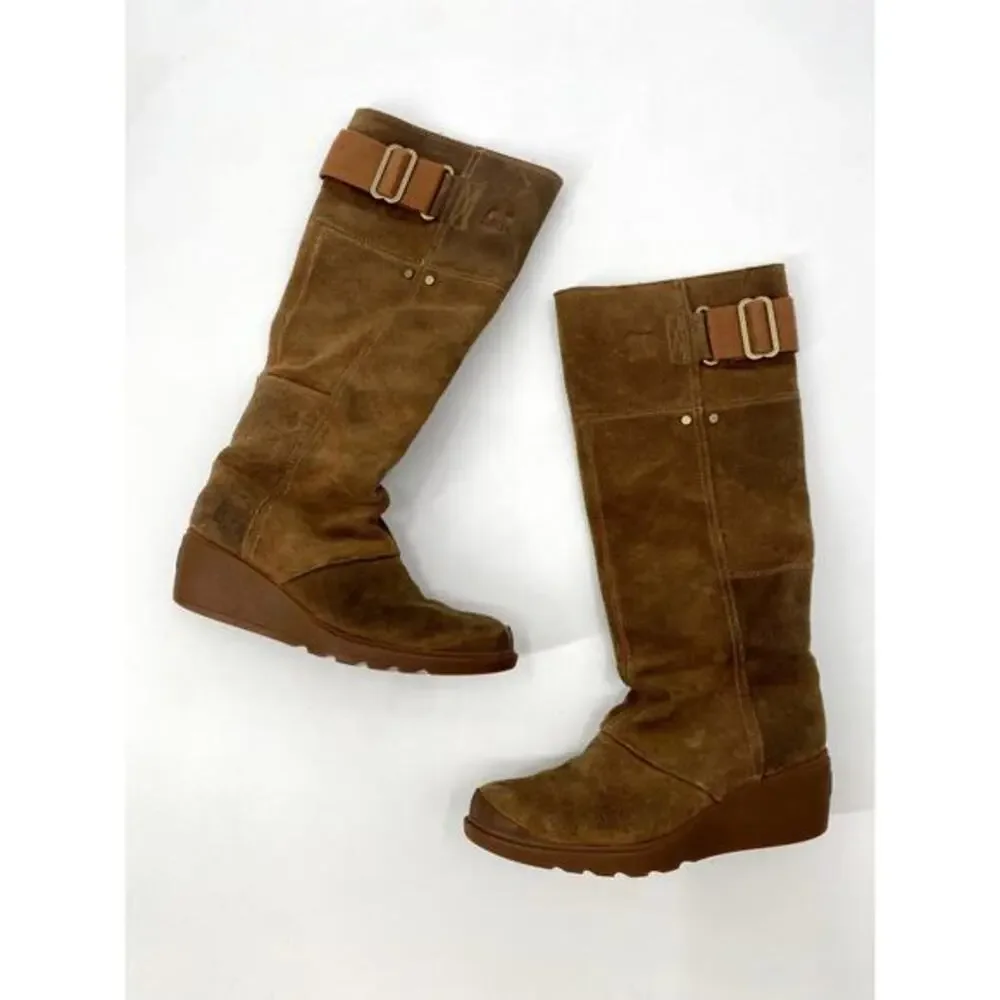Sorel 6‎ brown wedge Knee High Winter Boots